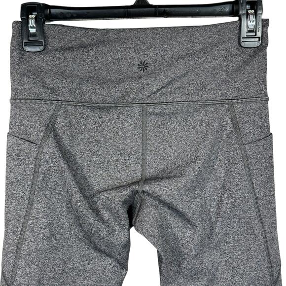 Athleta Small Salutation Stash Pocket Capris Leggings Stretch Heathered Gray - Picture 4 of 8